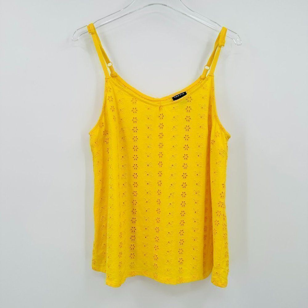 Torrid Size 0X Yellow Floral Eyelet Embroidered Spaghetti Strap Tank Top